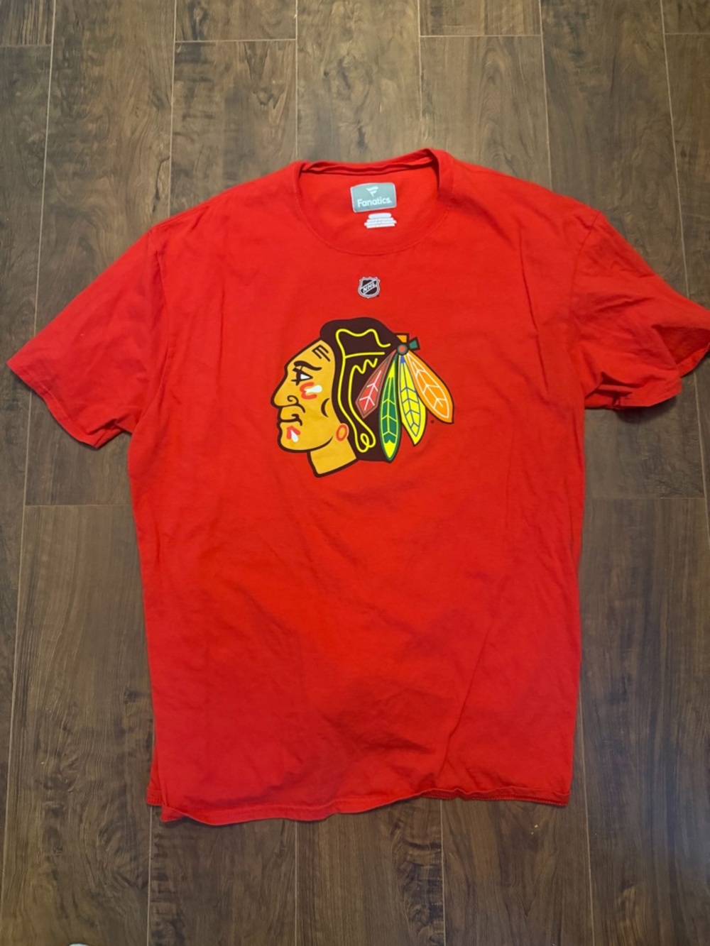 Fanatics Chicago Blackhawks Red Logo T-Shirt - Men Conner Bedard 98 2XL like new